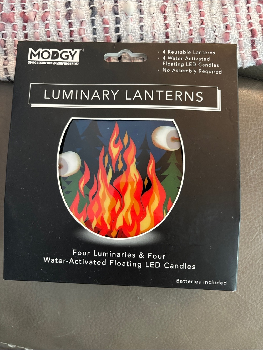 Luminary Lanterns - Black with Multicolor Campfire Design summer fun nwt